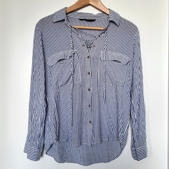Zara Striped Button-Down Pocket Shirt Blouse - Picture 1 of 13